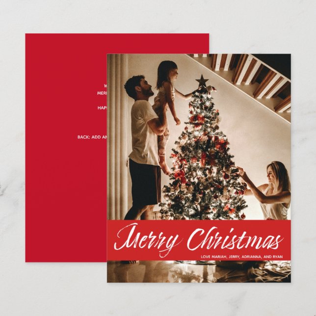 Budget Merry Christmas Handwriting & Red Card (Front/Back)