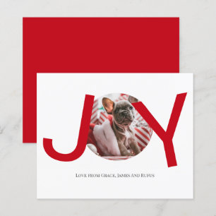 BUDGET Merry Christmas Joy Red Photo Card