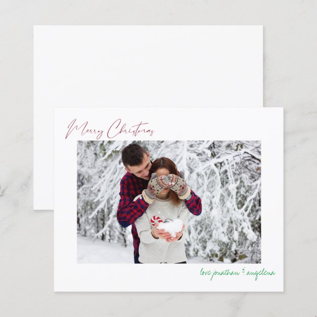 Budget Merry Christmas Modern Minimalist Photo (Front/Back)