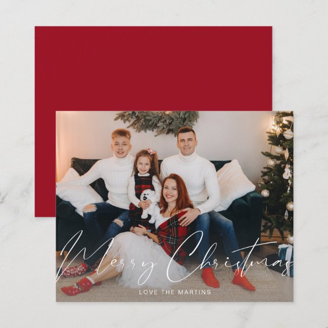 Budget Merry Christmas Modern Script Photo (Front/Back)