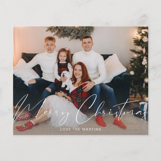 Budget Merry Christmas Modern Script Photo Flyer (Front)