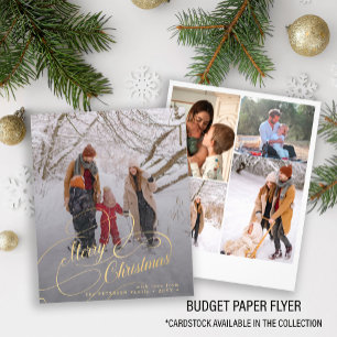 Budget Merry Christmas multi photo Holiday Card