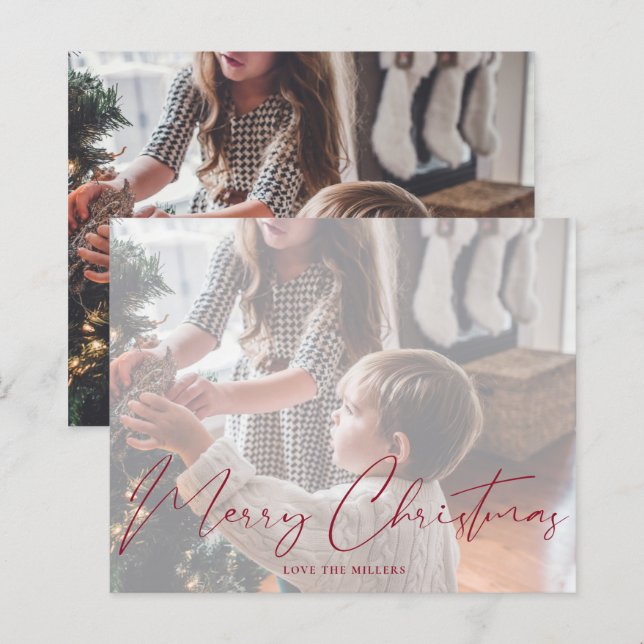 Budget Merry Christmas Multi Photo Minimalist (Front/Back)