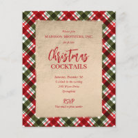 Budget Merry Christmas on Plaid Party Invitations