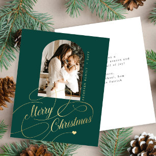 Budget Merry Christmas photo elegant holiday card