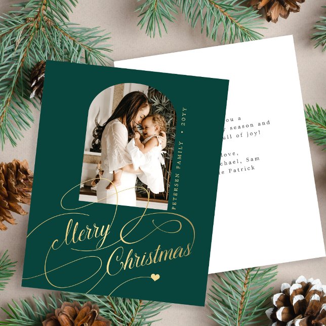Budget Merry Christmas photo elegant holiday card (Creator Uploaded)