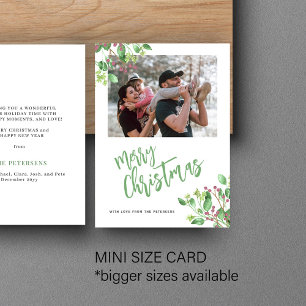 Budget Merry Christmas photo greenery holiday Card