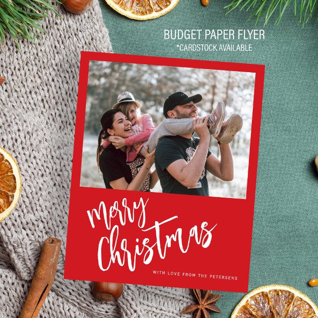Budget Merry Christmas photo red Holiday Card (Creator Uploaded)