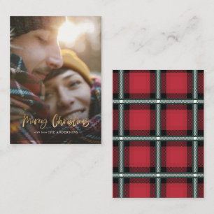 budget merry christmas red photo holiday card