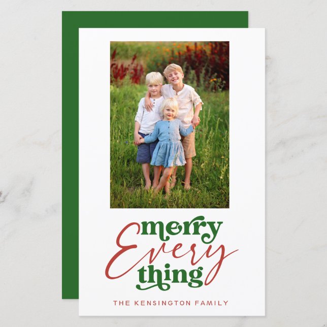 Budget Merry Everything Retro Holiday Photo (Front/Back)