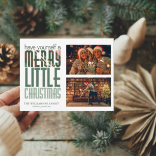 Budget Merry Little Christmas 2 Photo Holiday Card