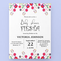 Budget Mexican Fiesta Baby Shower Party Invitation