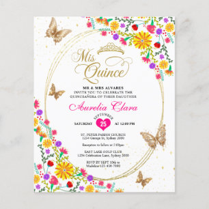BUDGET Mexican Floral Gold Butterfly Quinceañera