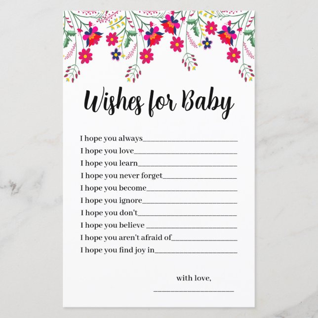 Budget Mexican Floral Prayers for Baby Shower Card (Front)