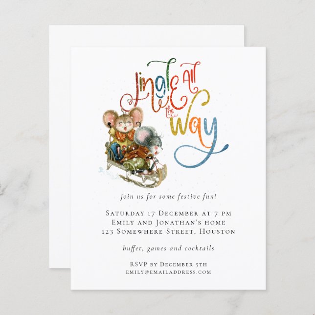 Budget Mice Jingle All the Way Christmas Invite (Front/Back)