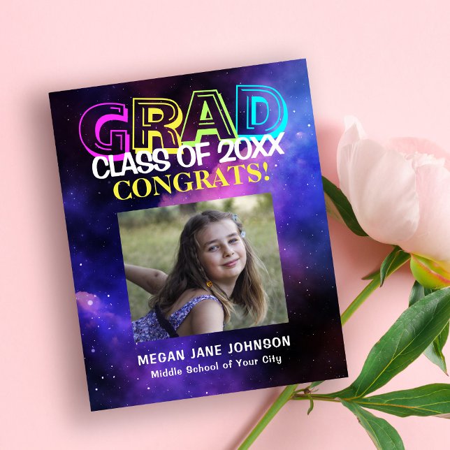 Budget middle school photo graduation announcement (Creator Uploaded)