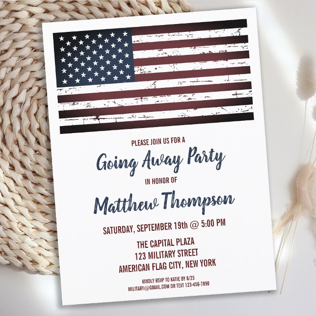 Budget Military Going Away Party Flag Invitation (Creator Uploaded)