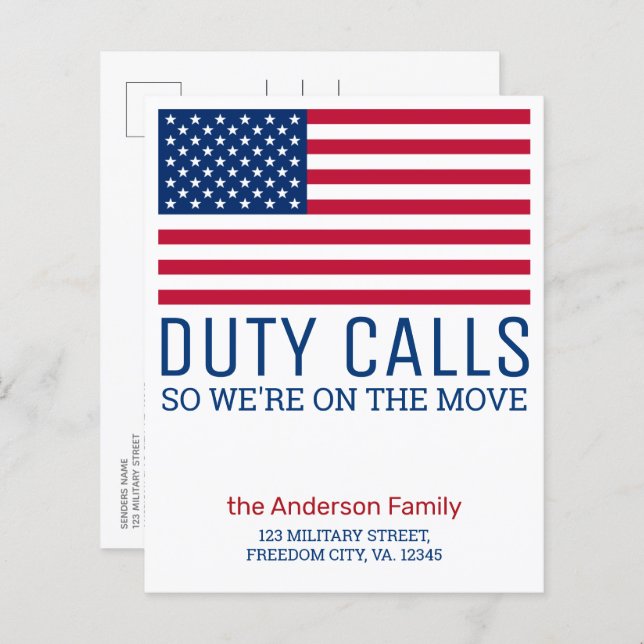 Budget Military Moving Announcement American Flag  (Front/Back)