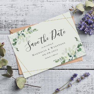 BUDGET MINI SIZE Eucalyptus Wedding Save The Date Card
