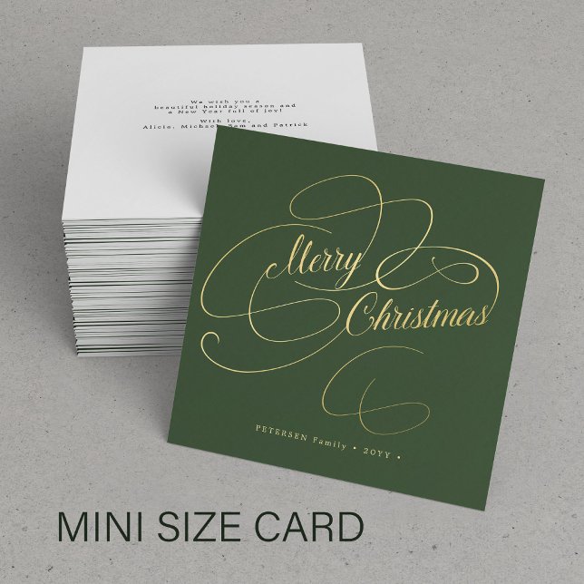 Budget MINI SIZE Merry Christmas gold script Card (Creator Uploaded)