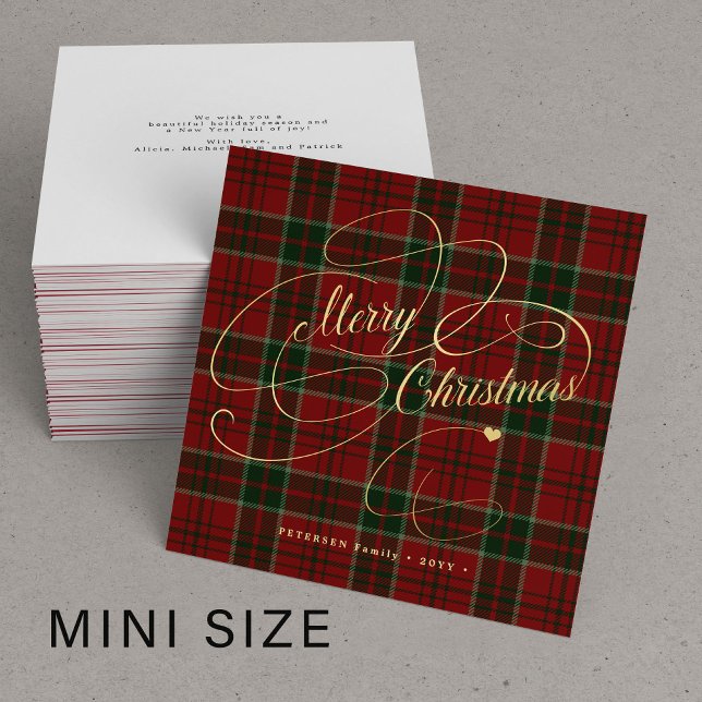 Budget MINI SIZE Merry Christmas plaid tartan Card (Creator Uploaded)