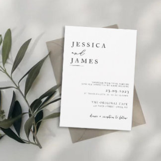 Budget Minimal and Chic Black and White Wedding  Invitation