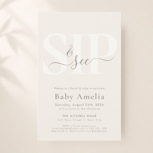 Budget Minimal Beige Boho Script Boho Sip And See Flyer