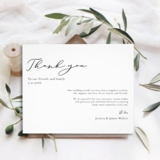Budget Minimal Black and White Wedding Thank you Flyer