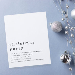 Budget Minimal Black White Christmas Party Invite