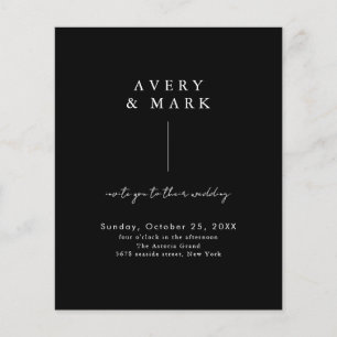 Budget Minimal Black White Simple Wedding Invite