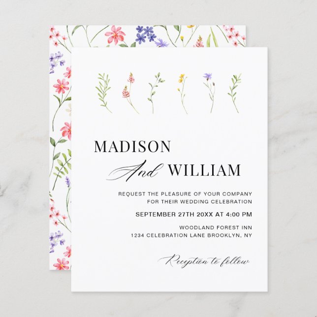 BUDGET Minimal Boho Chic WildFlower Garden Wedding (Front/Back)