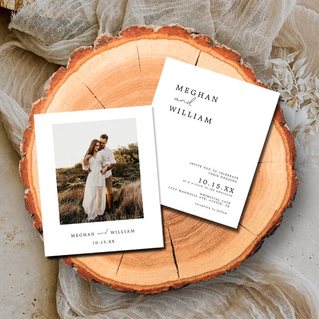 Budget Minimal Boho Photo Wedding Invitation Flyer (Creator Uploaded)