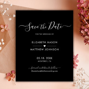 Budget Minimal Elegant Script Black Save The Date