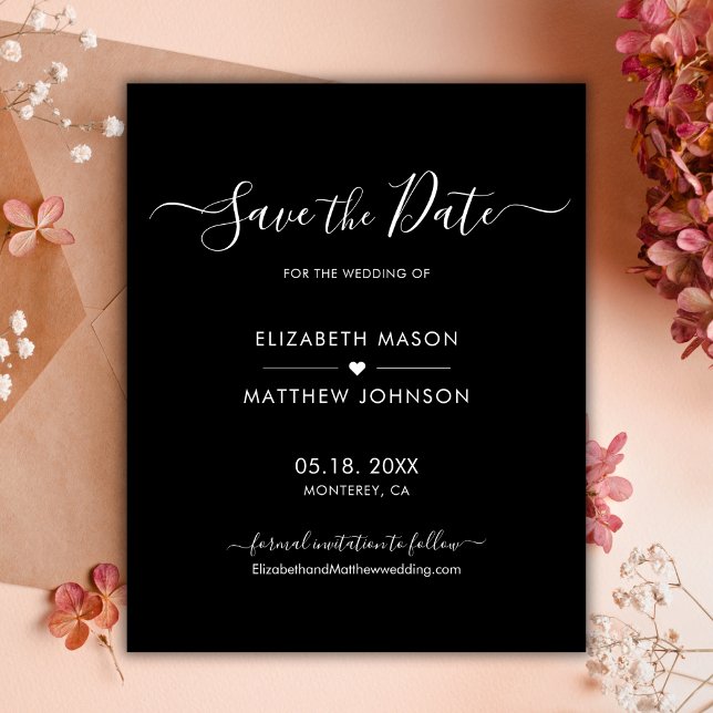 Budget Minimal Elegant Script Black Save The Date  (Creator Uploaded)