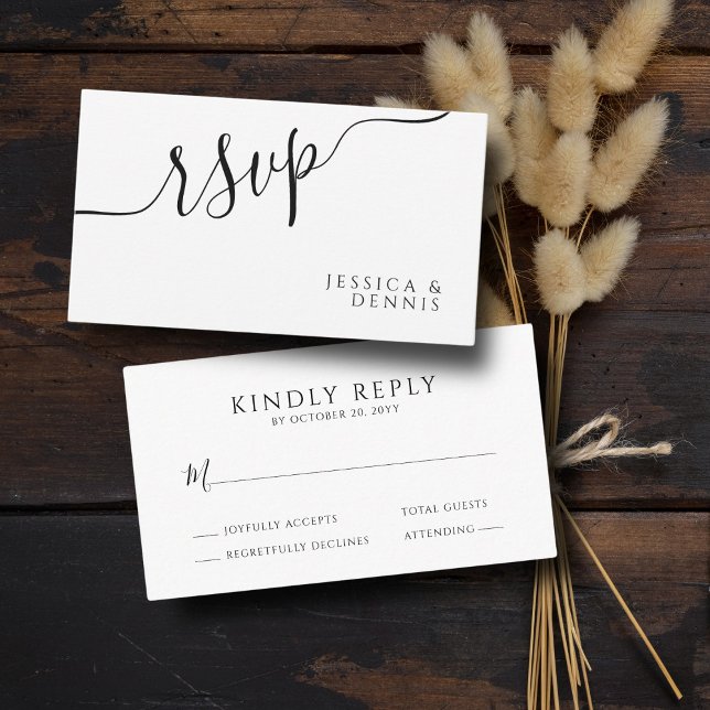 BUDGET Minimal Elegant Typography Wedding RSVP Enclosure Card (Creator Uploaded)