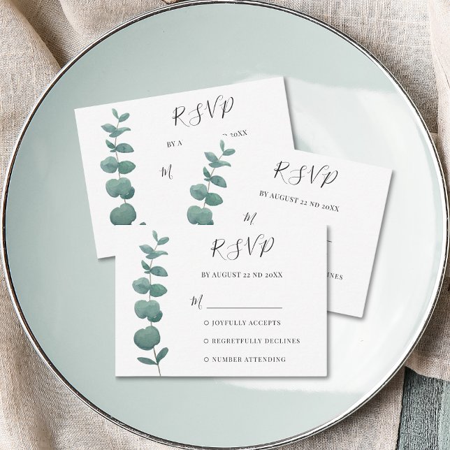 Budget Minimal Eucalyptus RSVP Card (Creator Uploaded)