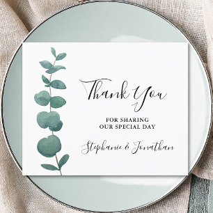 Budget Minimal Eucalyptus Wedding Thank You Card