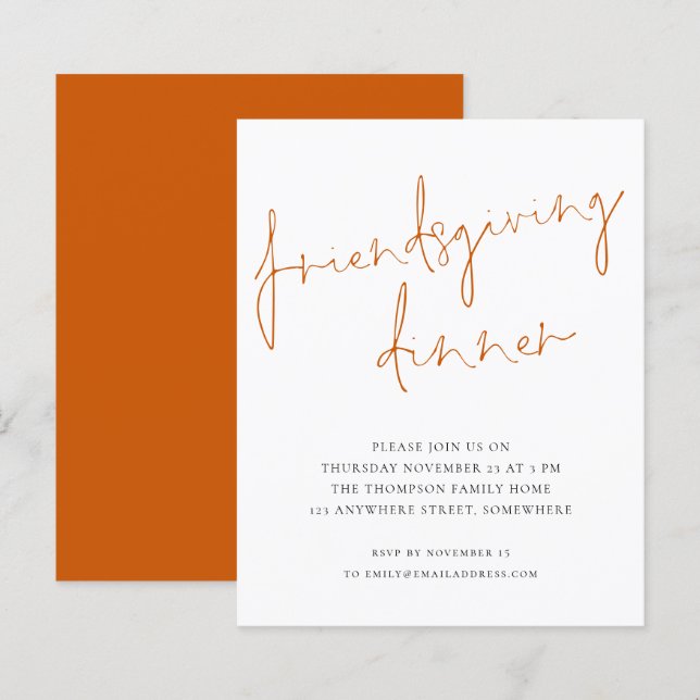 Budget Minimal Friendsgiving Dinner Orange (Front/Back)
