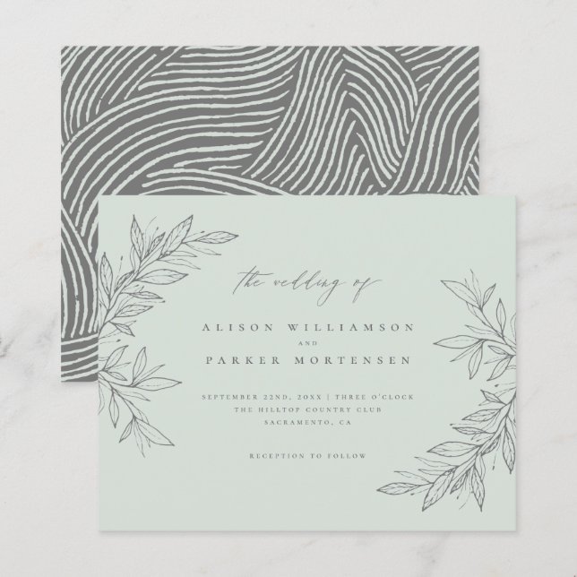 Budget Minimal Greenery Mint Botanical Wedding (Front/Back)