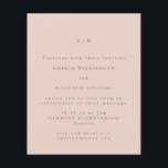 Budget Minimal Monogram Blush Wedding Invitation<br><div class="desc">Budget Minimalist Monogram Traditional Typography Wedding Invitation in Blush Pink</div>
