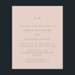 Budget Minimal Monogram Blush Wedding Invitation<br><div class="desc">Budget Minimalist Monogram Traditional Typography Wedding Invitation in Blush Pink</div>