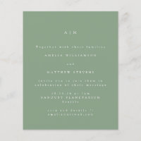 Budget Minimal Monogram Sage Wedding Invitation