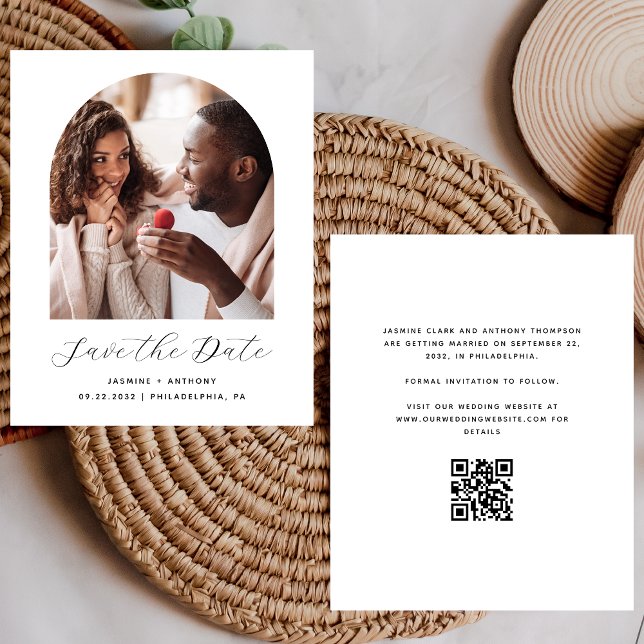 Budget Minimal Photo Arch QR Save the Date (Creator Uploaded)