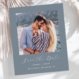 Budget Minimal Photo Dusty Blue Save the Date