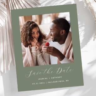 Budget Minimal Photo Sage Green Save the Date