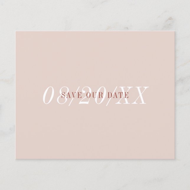 Budget Minimal Pink Font Simple Save the Date (Front)