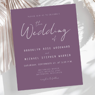 Budget Minimal Script Mauve Wedding Invite