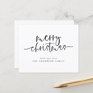 Budget Minimal Script Merry Christmas Holiday Card
