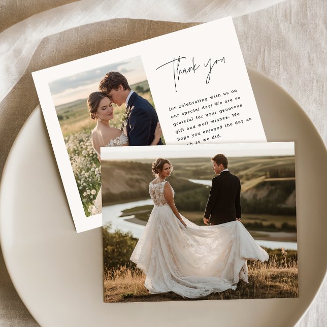 Budget Minimal Script Wedding Photo Thank You Card (Creator Uploaded)