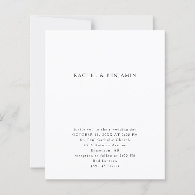 Budget Minimal Simple Black & White Wedding  (Front)